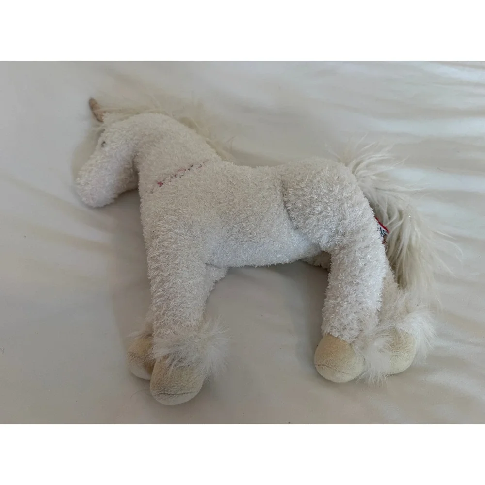 Douglas The Cuddle Toy White Unicorn Plush Gold Horn & Collar 12in